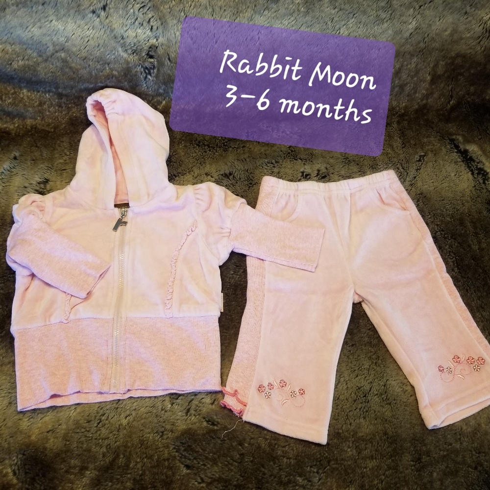 ADORABLE RABBIT MOON BABY SUIT LIGHT PINK 3-6 MO